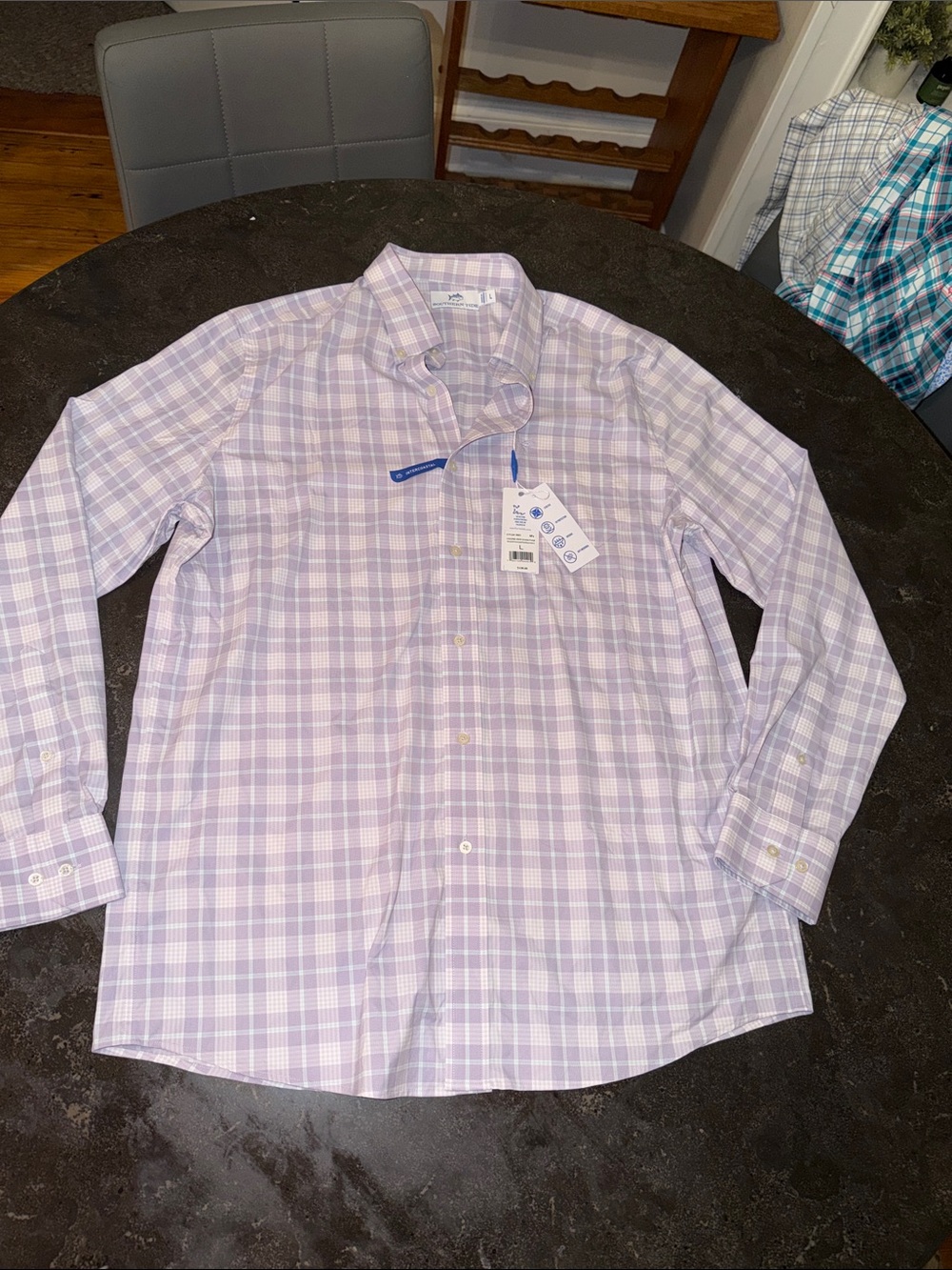 Southern Tide Lavender Plaid Dress Shirt